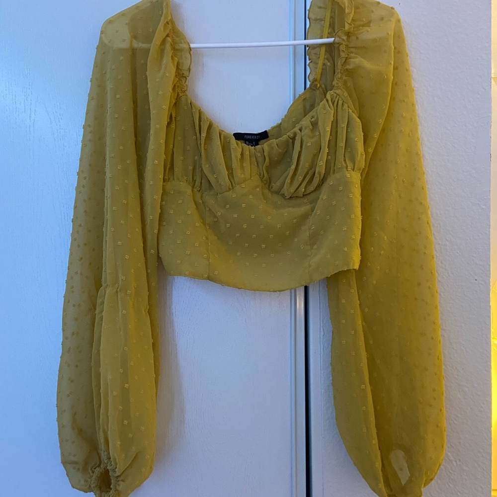 Yellow cropped blouse